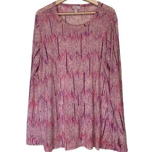 A613723 LOGO Layers by Lori Goldstein Printed Mesh Top Pink 2X